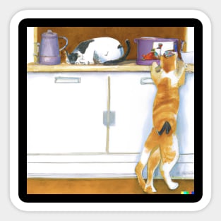 Cat Design- Stealing food from counter Sticker